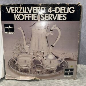 Vintage Dutch Gero Zilvium silver plated 4 piece coffee service set Sealed Pack